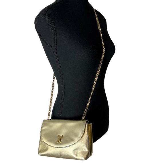 PALOMA PICASSO Vintage Gold X Bag Crossbody Chain Strap Snap Closure *Flaw* - Picture 2 of 16